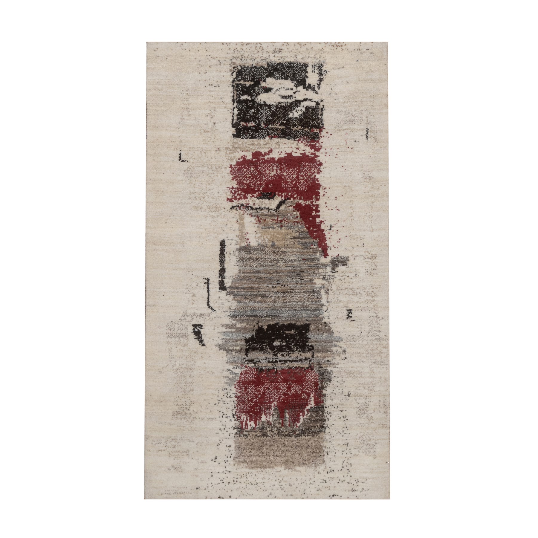 Parchment White, Modern, Lori Buft Gabbeh with Avant Garde Design, Soft Pile, Thick and Plush, Pure Wool, Hand Knotted, Oriental Rug
